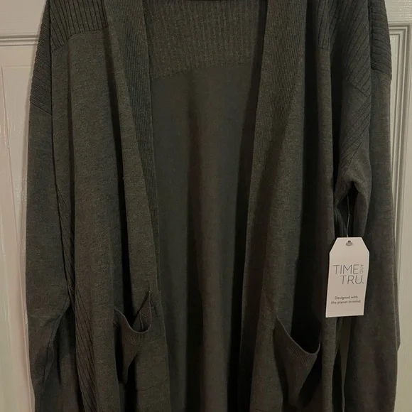 Time and Tru Women's set of Cardigans- one gray and one army green - Picture 2 of 8